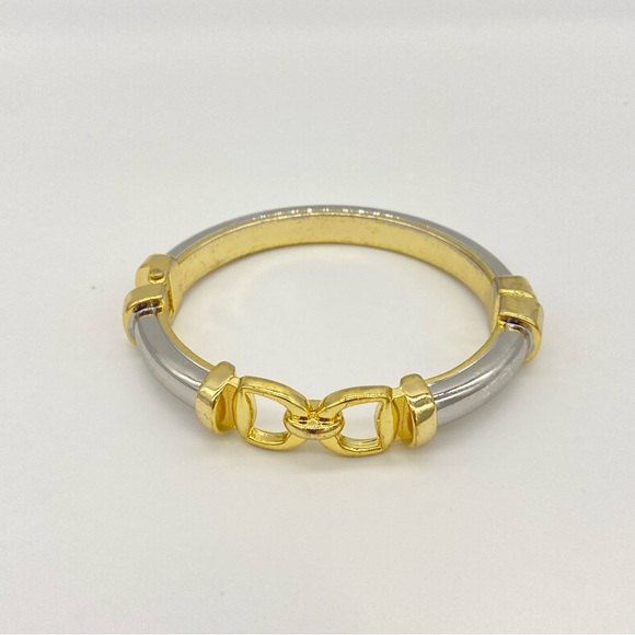 Charter Club Bi-Color Cuff Clamper Bracelet Gold Tone Silver Tone - Picture 1 of 4